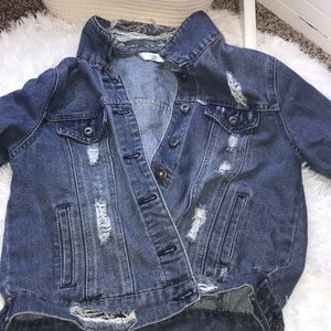 Distressed jean jacket